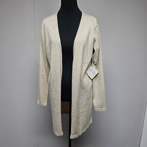 Eva & Paige Metallic Gold Long Cardigan Winter Christmas Spring Neutral